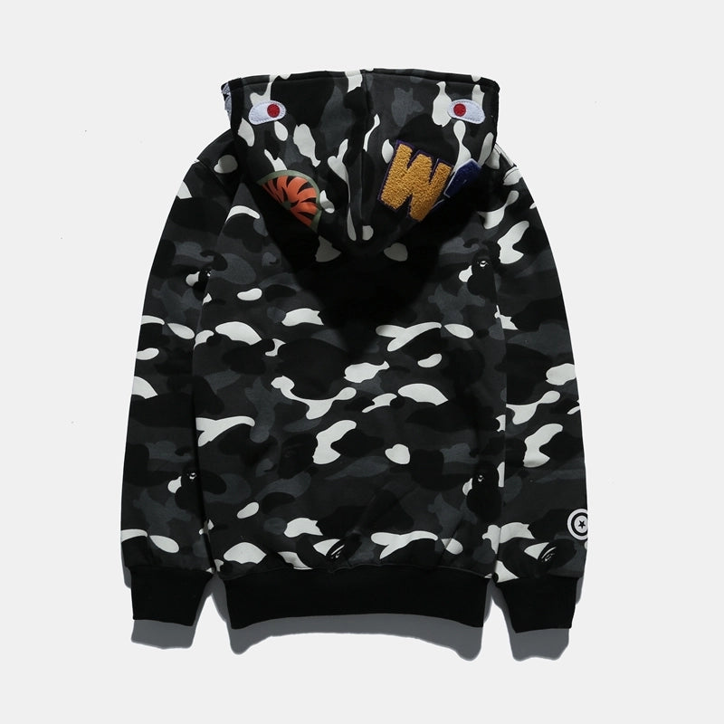 Bape Zip Up Hoodie Black White
