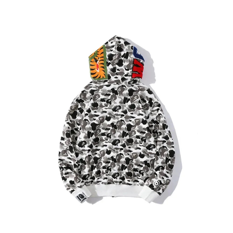 Bape Zip Up Hoodie White Grey