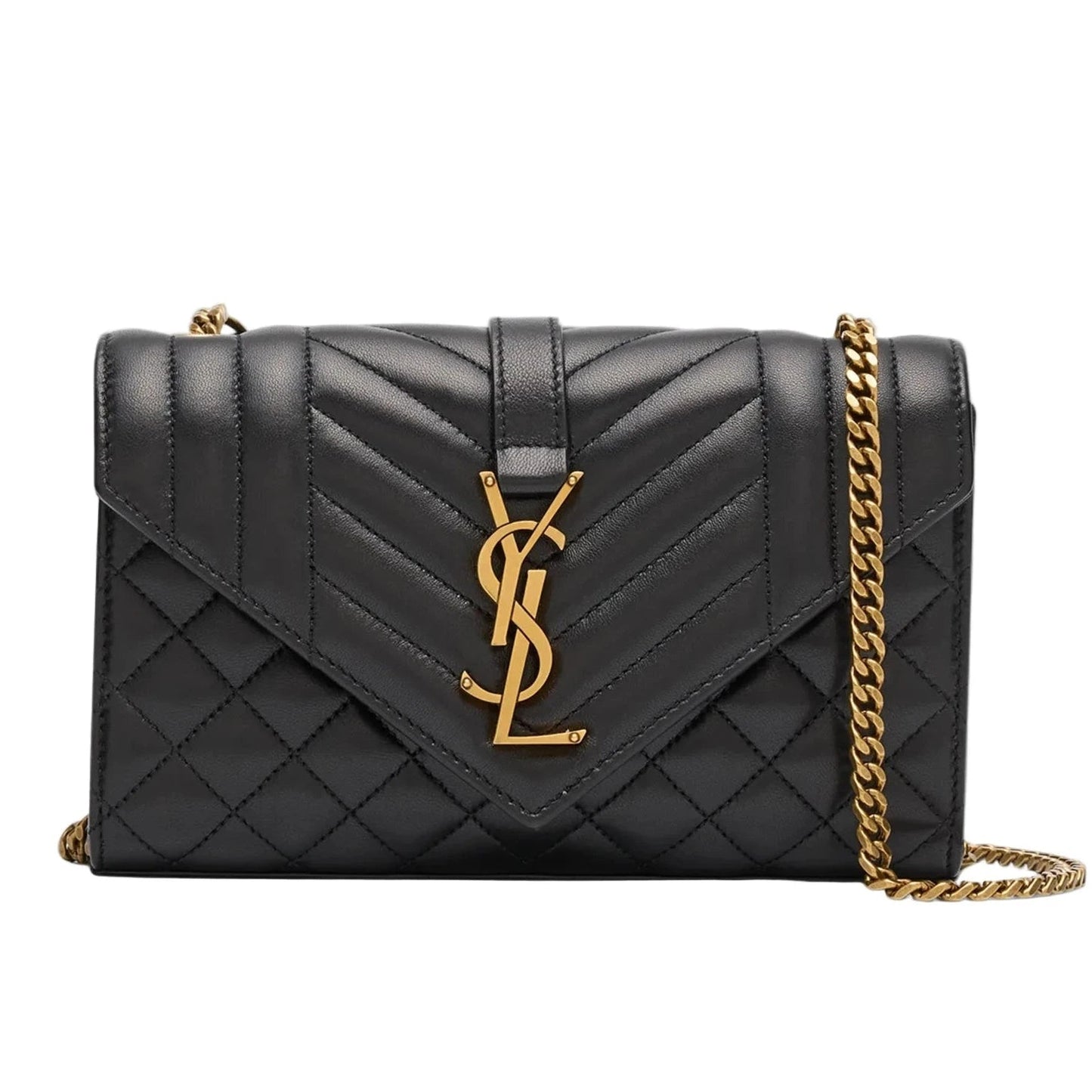 Saint Laurent Envelope Shoulder Bag Gold