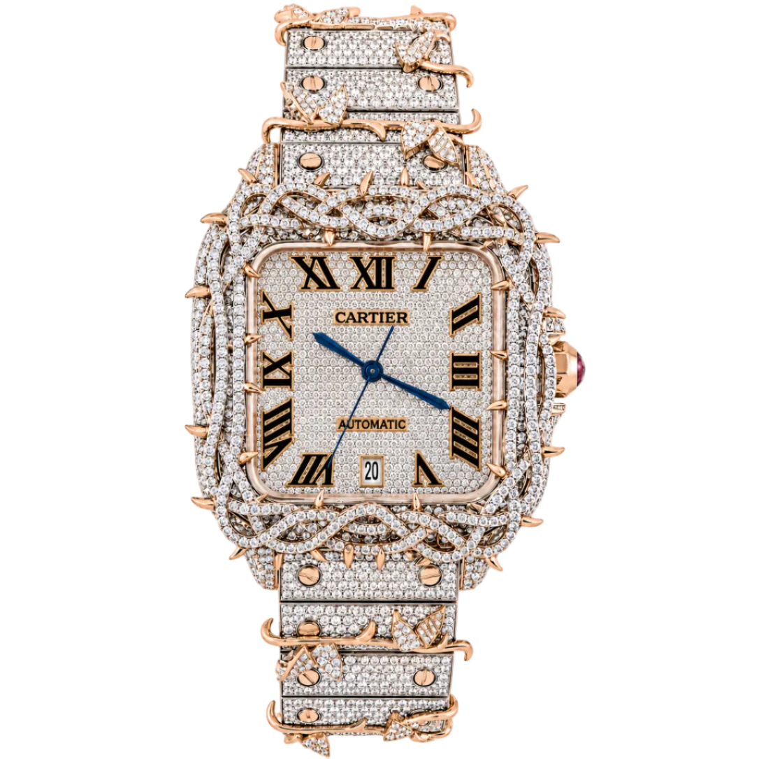VVS1 Moissanite Cartier Watch Thorn Gold