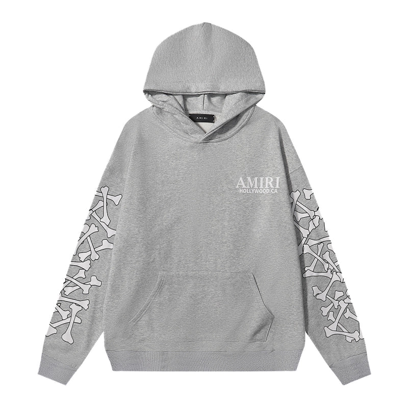 Amiri Skeleton Hoodie Grey White