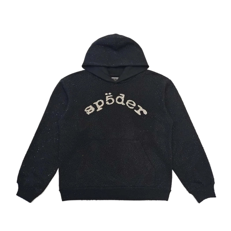 Sp5der Hoodie Rhinestone Black