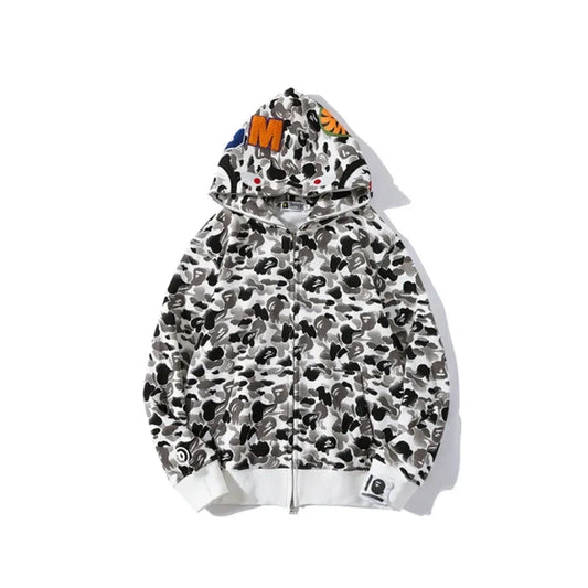 Bape Zip Up Hoodie White Grey