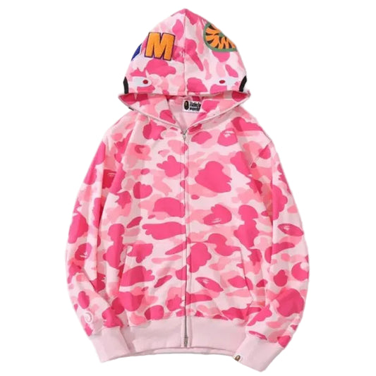 Bape Zip Up Hoodie Light Pink