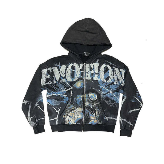 Mixed Emotion Hoodie Black and Blue
