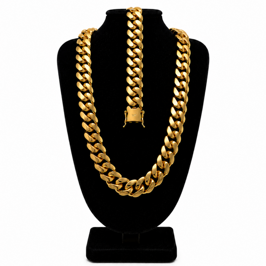 Cuban Link Full Set Gold Butterfly Clasp 14k