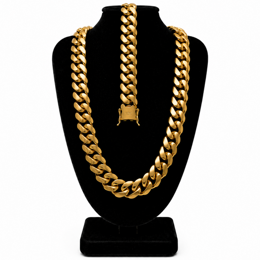 Cuban Link Full Set Gold Butterfly Clasp 18k