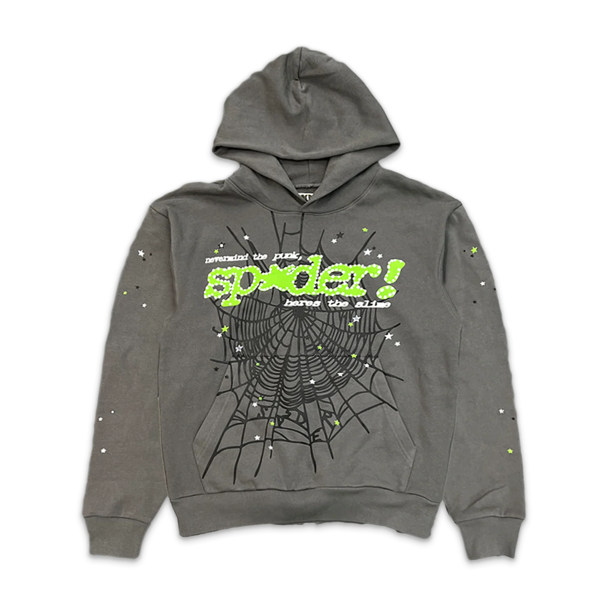 Sp5der Hoodie Grey and Green