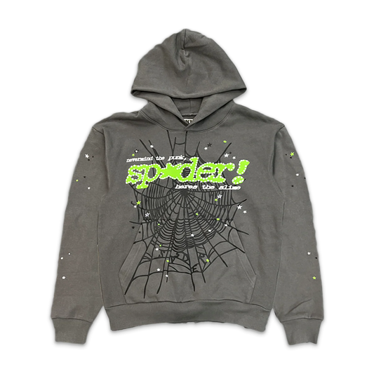 Sp5der Hoodie Grey and Green