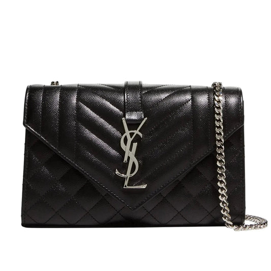 Saint Laurent Envelope Shoulder Bag Silver