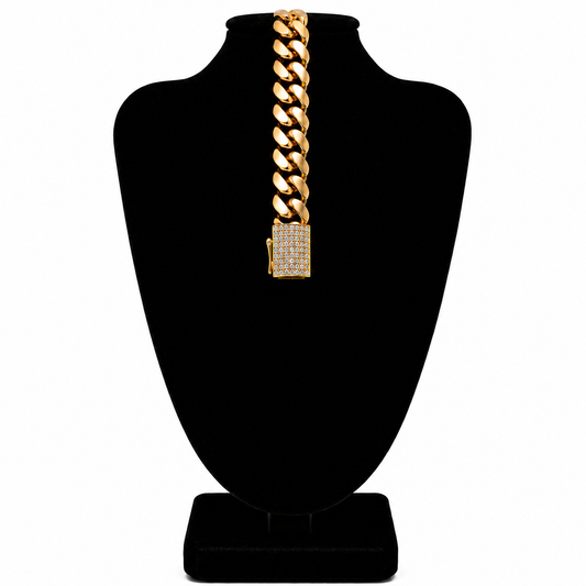 Cuban Link Bracelet Gold Iced Out Clasp 14k