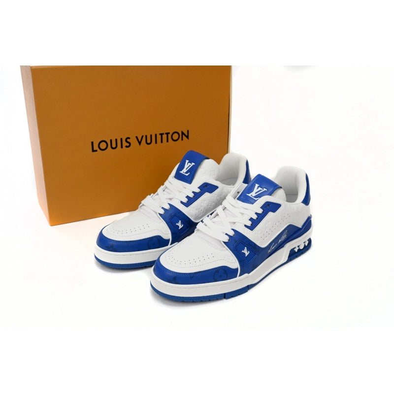 Louis Vuitton Trainer #54 Signature White and Blue