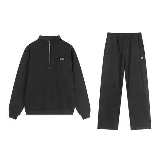 Alo Quarter Zip Set Black