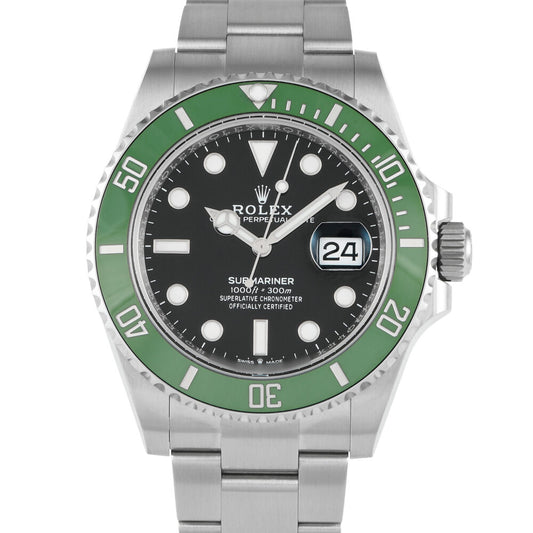 Submariner Date Steel Watch Black Face Green Dial