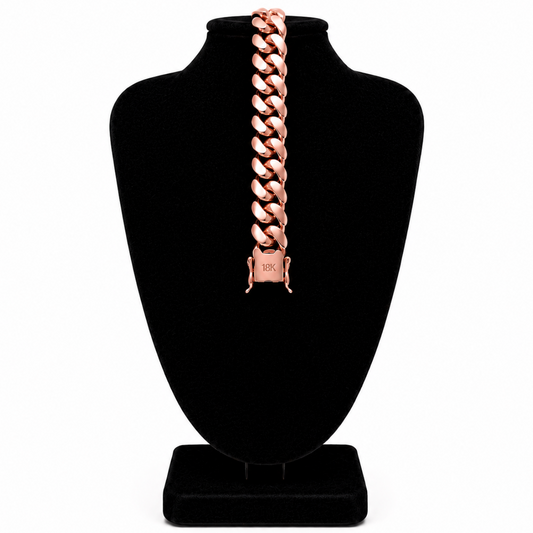 Cuban Link Bracelet Rose Gold Butterfly Clasp 18k