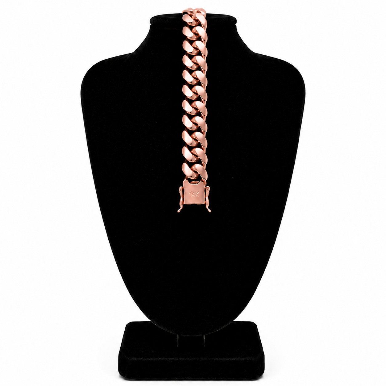 Cuban Link Bracelet Rose Gold Butterfly Clasp 14k