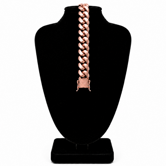 Cuban Link Bracelet Rose Gold Butterfly Clasp 14k