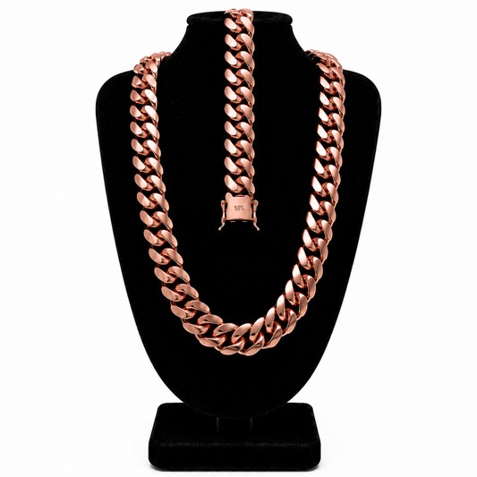 Cuban Link Full Set Rose Gold Butterfly Clasp 18k