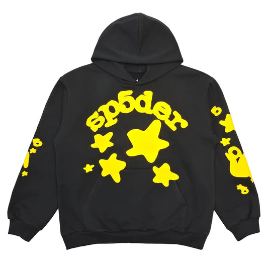 Sp5der Hoodie Black and Yellow