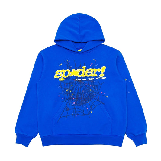 Sp5der Hoodie Blue and Yellow