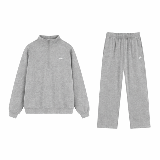 Alo Quarter Zip Set Grey