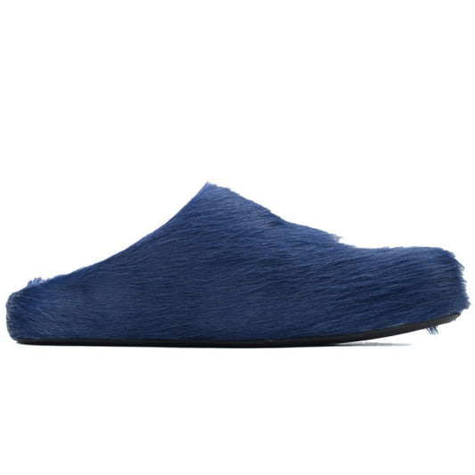 Marni Long-hair Calfskin Fussbett Sabot Navy