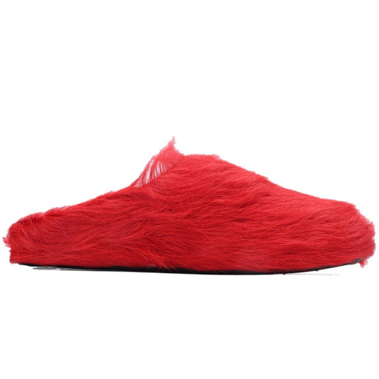 Marni Long-hair Calfskin Fussbett Sabot Red