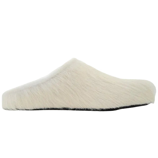 Marni Long-hair Calfskin Fussbett Sabot White